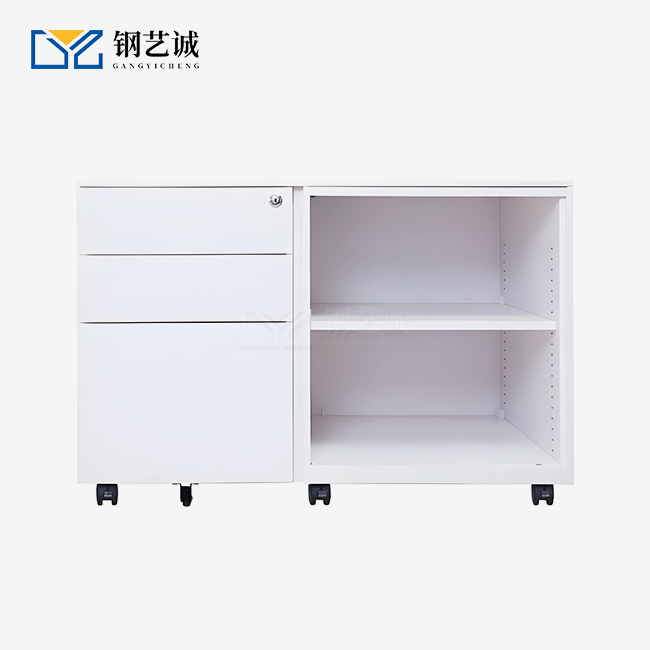 3-Drawer Steel File Cabinet with Open Shelves